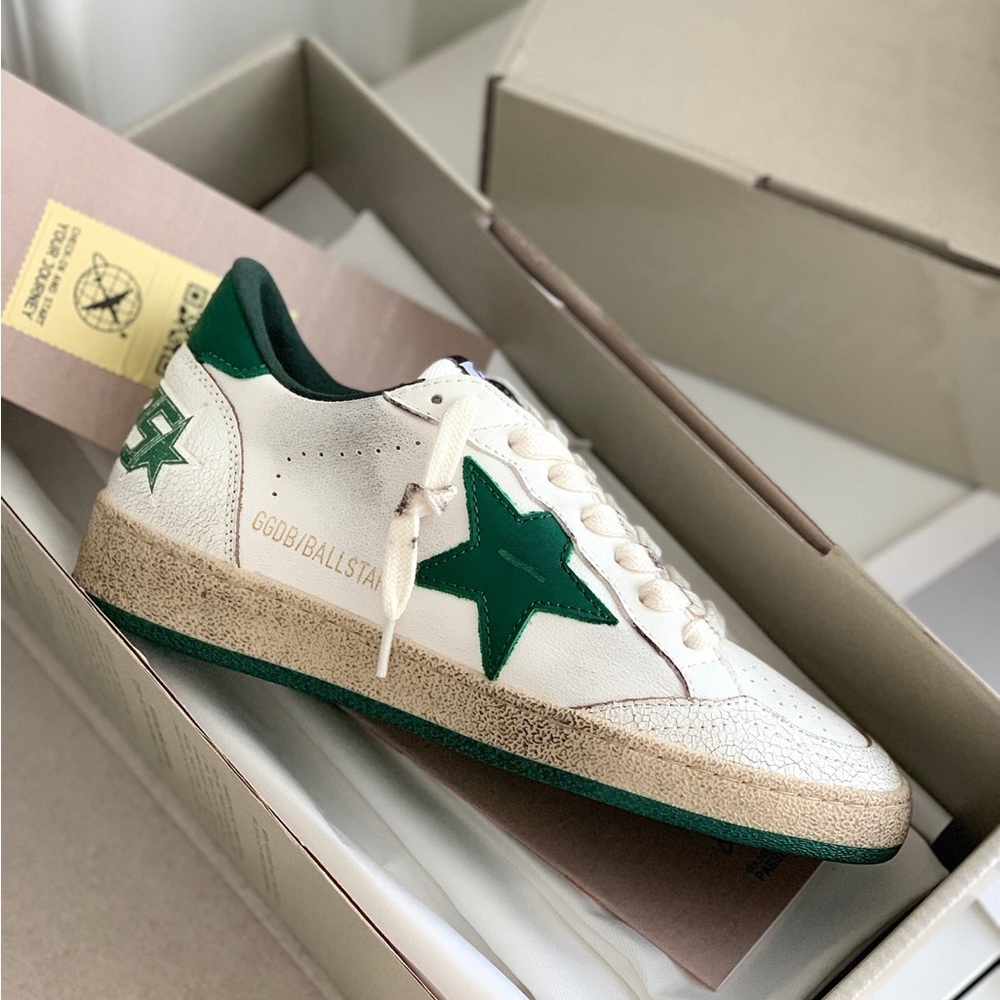 Golden Goose White and Green Sneakers - Picture 8 of 9